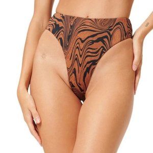 Good American Good Waist Cheeky Swim Bottoms Size 1 Small Chai Black Reversible